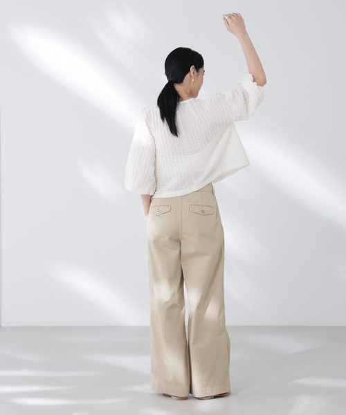 カーディガン フクレシャーリングzipカーディガン レディースの画像