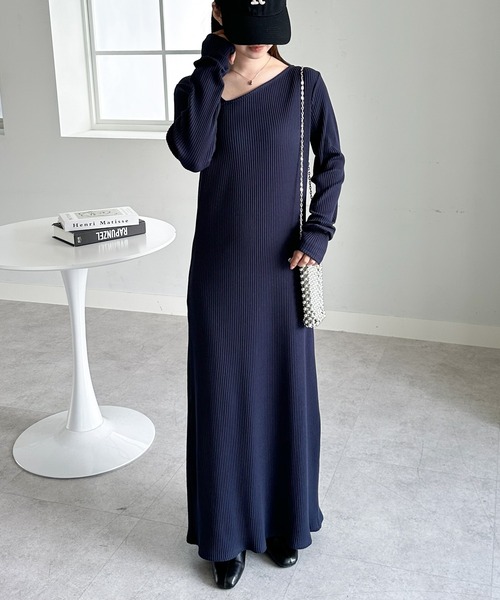 RANAN（ラナン） ワンピース 「全骨格細見え」アシメネックリブ