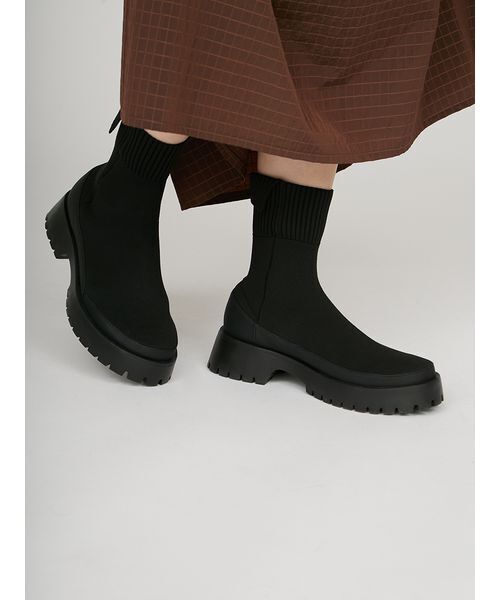 【未使用級】emmi エミ　ecoニットブーツ　ラメ　厚底　ブラック　23㎝ 完売色 新品 emmi ラメ ecoニットブーツ 23.5cm 黒 金子綾 エミ - メルカリ