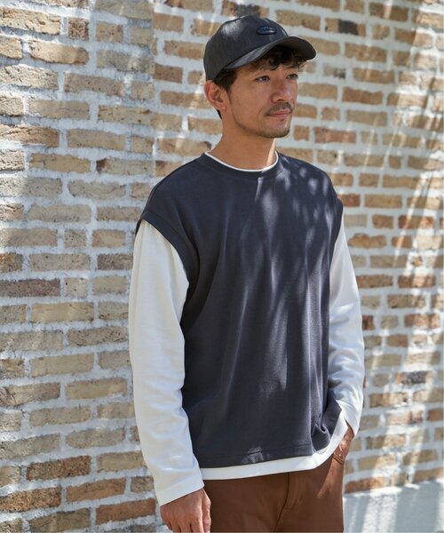 ikka（イッカ） tシャツ モール鹿の子フェイクベストロンT メンズ