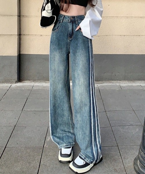 「meJane」 加工デニムパンツ S ブルー レディース