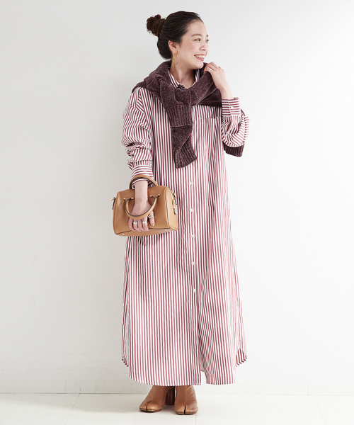 ニット シャツワンピース2点セット B.C STOCK ワンピース 「2点セット」モールニット＆シャツ