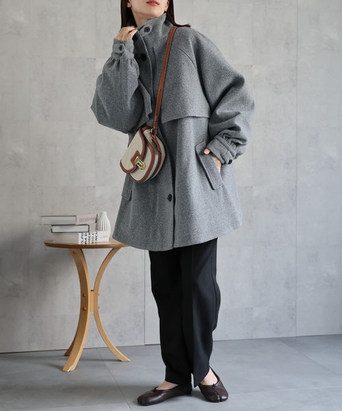 sakishimatokyo トレンチコート コート フェイクウールミドル丈