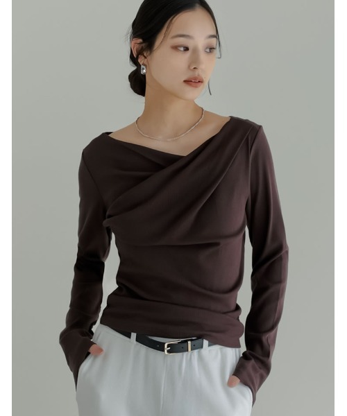 Re:EDIT（リエディ） tシャツ 「新色追加」リブカットソードレープ