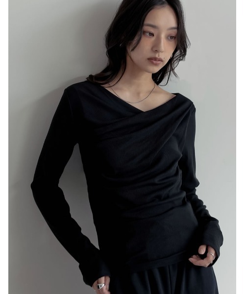 Re:EDIT（リエディ） tシャツ 「新色追加」リブカットソードレープ