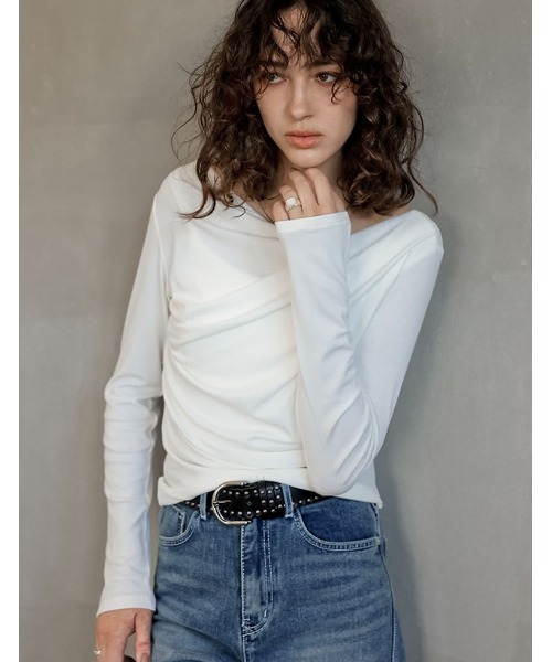 Re:EDIT tシャツ 「2025AW COLLECTION」リブカットソードレープ