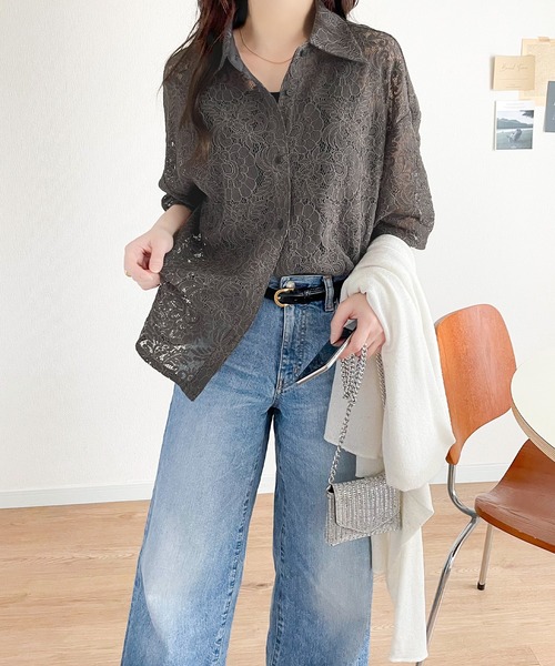 「classicalelf」 半袖シャツ LARGE グレイッシュベージュ レディース_画像2