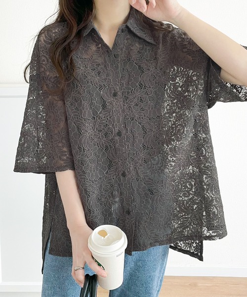 「classicalelf」 半袖シャツ LARGE グレイッシュベージュ レディース_画像3