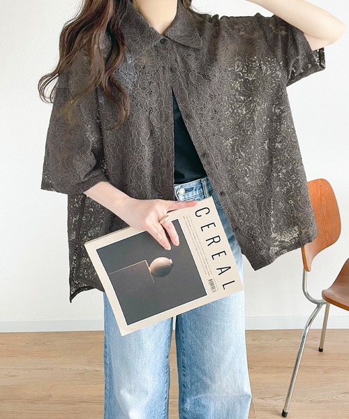 「classicalelf」 半袖シャツ LARGE グレイッシュベージュ レディース_画像4