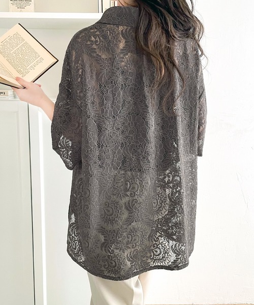 「classicalelf」 半袖シャツ LARGE グレイッシュベージュ レディース_画像5