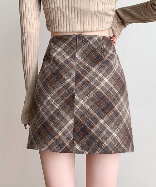 スカート ハイウエストボックスチェックミニスカート : ZOZOTOWN Yahoo
