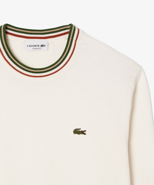 【LACOSTE】新品未使用品 ラコステ ブランドロゴ刺繍 ボーダーニット LACOSTE（ラコステ） セーター ニット ボーダーリブプルオーバーニット