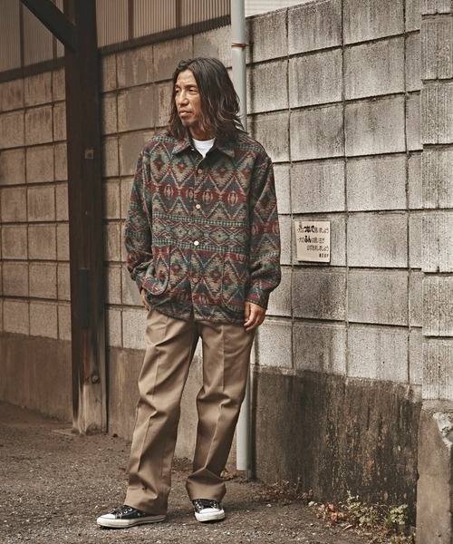 ALL RUNS ブルゾン アウター ネイティブ柄 ジャガードニットブルゾン