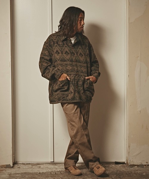 ALL RUNS ブルゾン アウター ネイティブ柄 ジャガードニットブルゾン