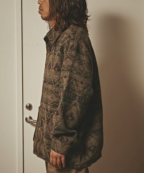 ALL RUNS ブルゾン アウター ネイティブ柄 ジャガードニットブルゾン