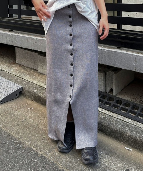 LIENCOEUR ロング スカート ボタンニットIラインスカート : ZOZOTOWN