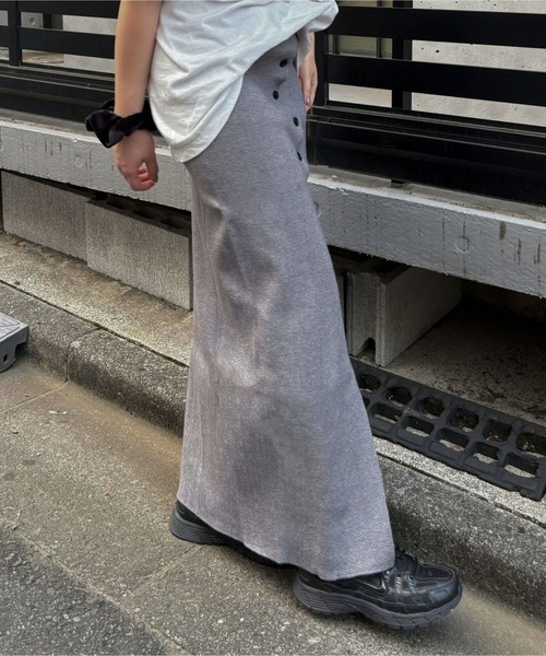 LIENCOEUR ロング スカート ボタンニットIラインスカート : ZOZOTOWN