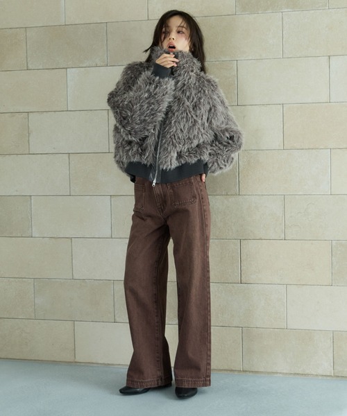 ジャケット・アウター archive grunge reversible fur blouson archives（アルシーヴ） ブルゾン アウター ZIPミックスファー