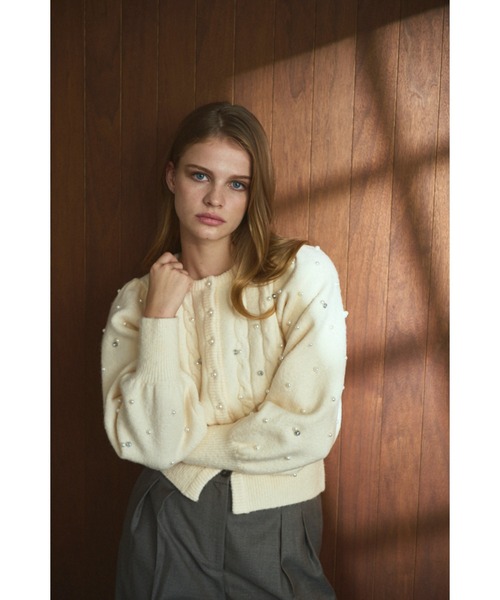 【既に完売！タグ付き】Estella.K Stardustカーディガン Estella.K カーディガン Camille Stardust Cardigan ビジューパール