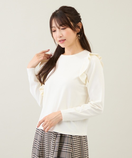 2023AW ローズティアラ Rose Tiara ダブルフリルニットプルオーバー 38/レッド プルオーバー セーター【2400014416503】 Rose Tiara - 2023AW ローズティアラ Rose Tiara ダブルフリルニット