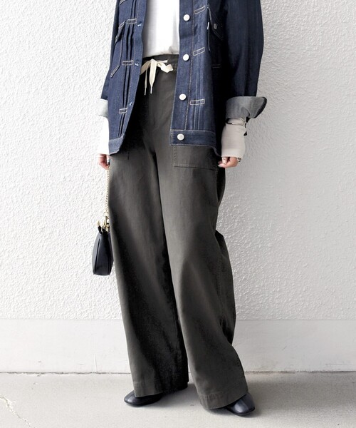 SHIPS any パンツ any:「洗濯機可能」ドロスト イージー ワイド