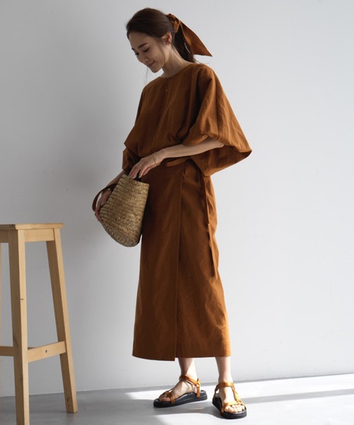 「LA LIGNE ROPE'」 7分袖ワンピース 0 ブラック レディース_画像8