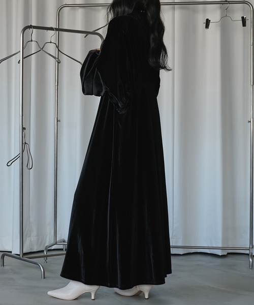 「Ezick」 長袖ワンピース FREE ボルドー レディース_画像3