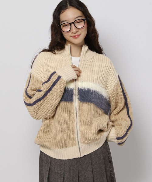 niko and…（ニコアンド） カーディガン フェザー＆ラインZIP