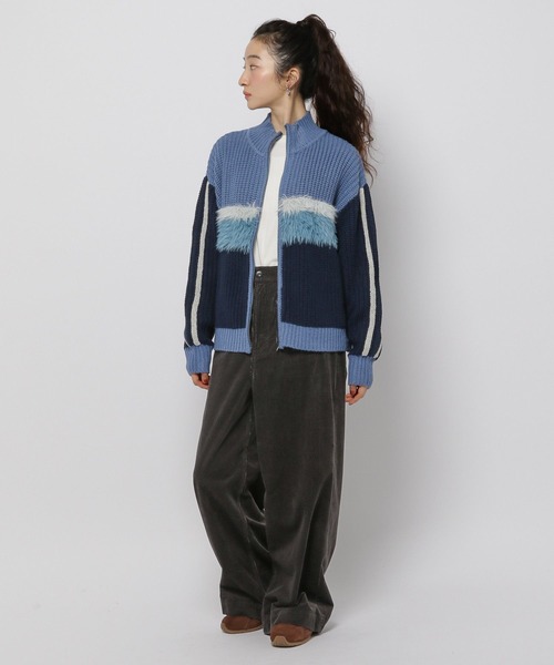 niko and…（ニコアンド） カーディガン フェザー＆ラインZIP