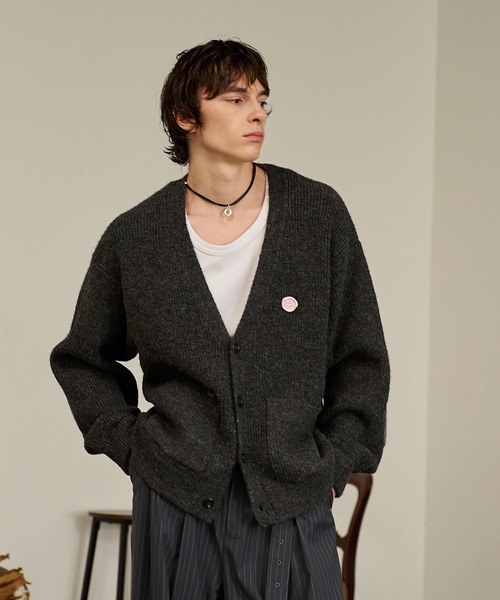 Forte カーディガン Contrast Elbow Patch Cardigan/コントラスト
