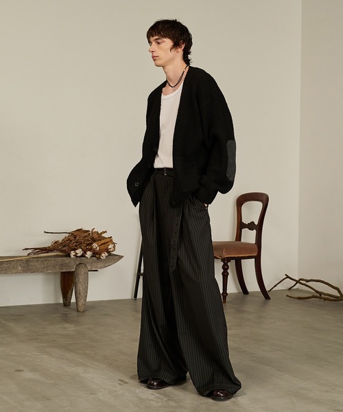 Forte カーディガン Contrast Elbow Patch Cardigan/コントラスト