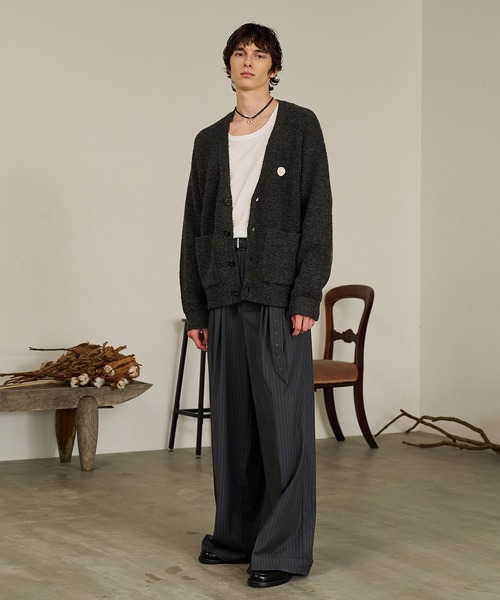 Forte カーディガン Contrast Elbow Patch Cardigan/コントラスト