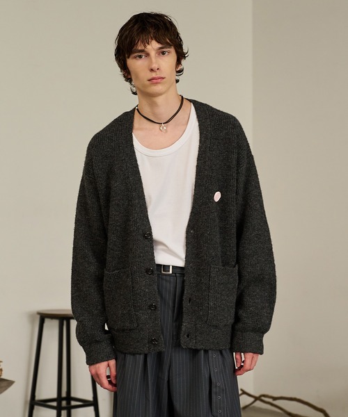 Forte カーディガン Contrast Elbow Patch Cardigan/コントラスト