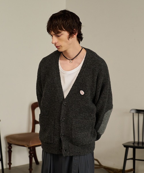 Forte カーディガン Contrast Elbow Patch Cardigan/コントラスト