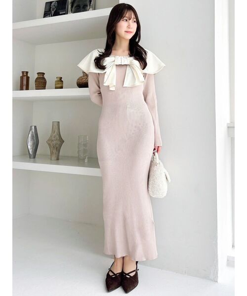 dazzlin（ダズリン） ワンピース パイピングリボンニットワンピース