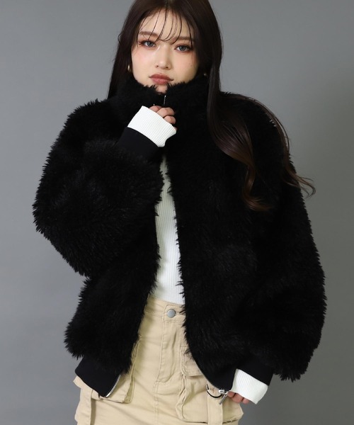 アメノチハレ　プードルコンビニットブルゾン　新品！ ANAP（アナップ） ブルゾン アウター ボリューム プードル ファー