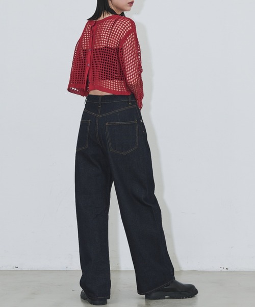 「Aunt Marie's」 デニムパンツ LARGE ブラック レディース_画像2