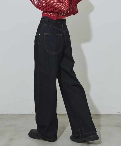 「Aunt Marie's」 デニムパンツ LARGE ブラック レディース_画像4