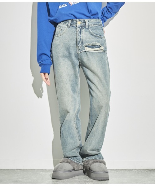 「ANAP」 デニムパンツ M ブルー レディース_画像5