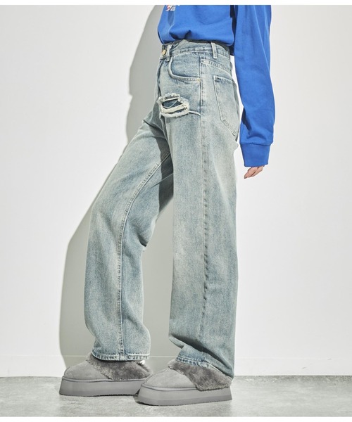 「ANAP」 デニムパンツ M ブルー レディース_画像6