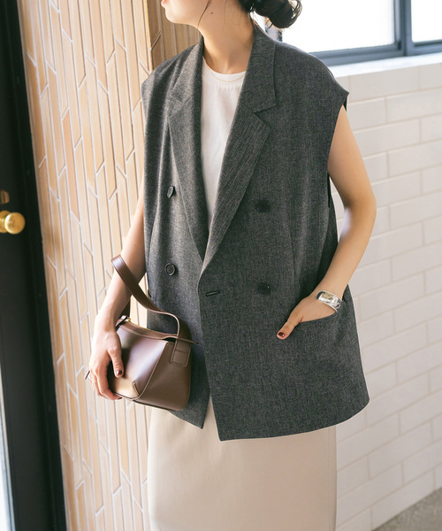 完売　スピックアンドスパン　ベスト ジレ メランジダブルブレストジレ 38 中古・古着通販】Spick and Span (スピックアンドスパン) メランジ