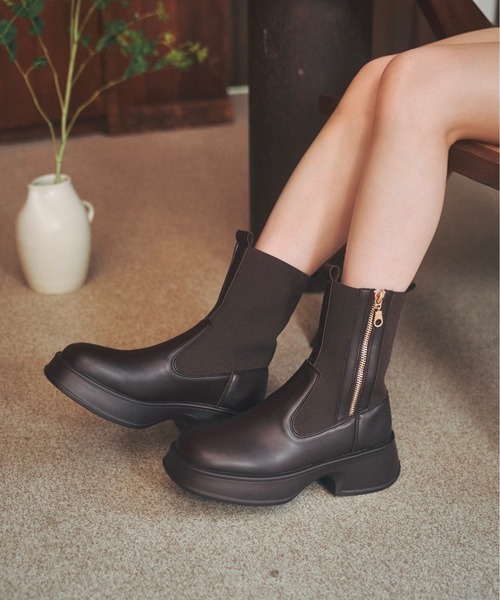 「moi tytto」 ショートブーツ MEDIUM ナチュラル レディース_画像2