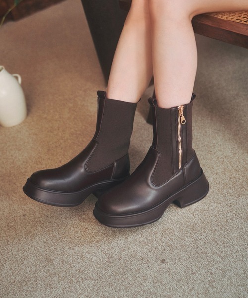 「moi tytto」 ショートブーツ MEDIUM ナチュラル レディース_画像4