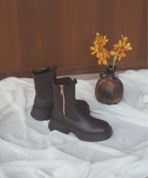 「moi tytto」 ショートブーツ MEDIUM ナチュラル レディース_画像6