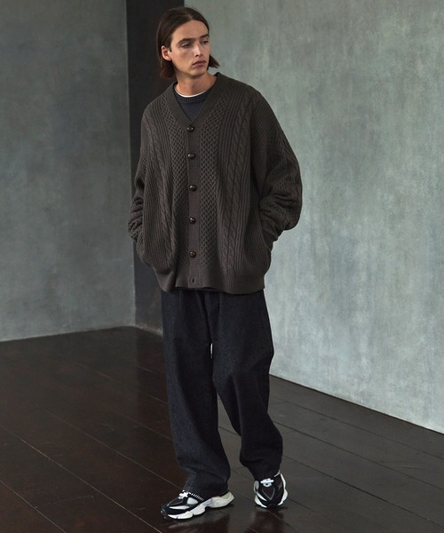 「EMMA CLOTHES」 ニットカーディガン M グレー メンズ_画像5