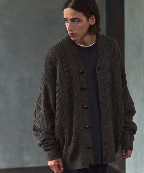 「EMMA CLOTHES」 ニットカーディガン M グレー メンズ_画像6