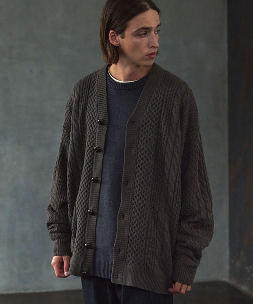 「EMMA CLOTHES」 ニットカーディガン M グレー メンズ_画像7