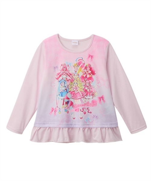 tシャツ 「プリキュアオールスターズ」裾フリルプリント長袖T
