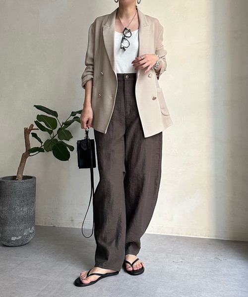 「DouDou」 パンツ 38 カーキ レディース_画像2