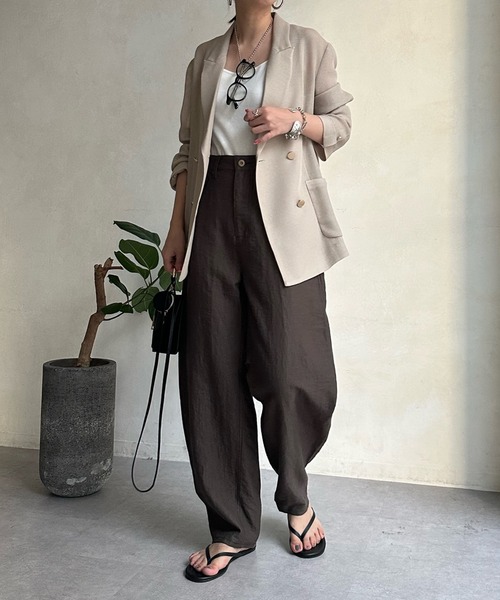 「DouDou」 パンツ 38 カーキ レディース_画像3